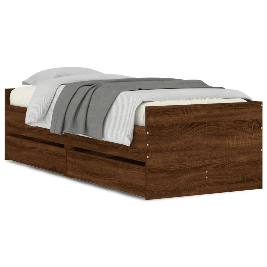 Cadre de lit sans matelas chêne marron 75x190 cm - XIOS