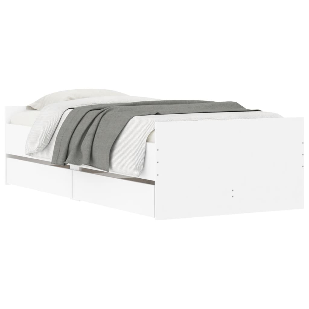 Cadre de lit avec tiroirs sans matelas blanc 100x200 cm - XIOS