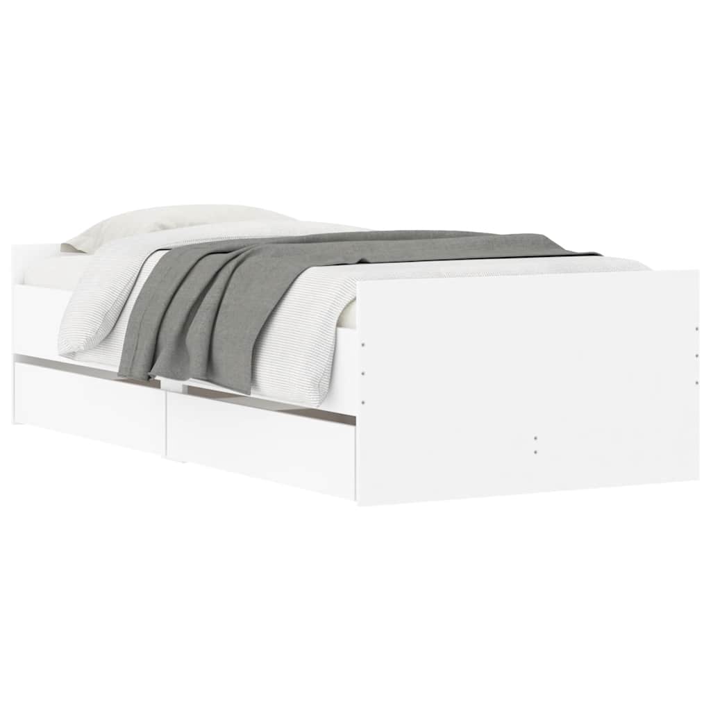 Cadre de lit avec tiroirs sans matelas blanc 100x200 cm - XIOS