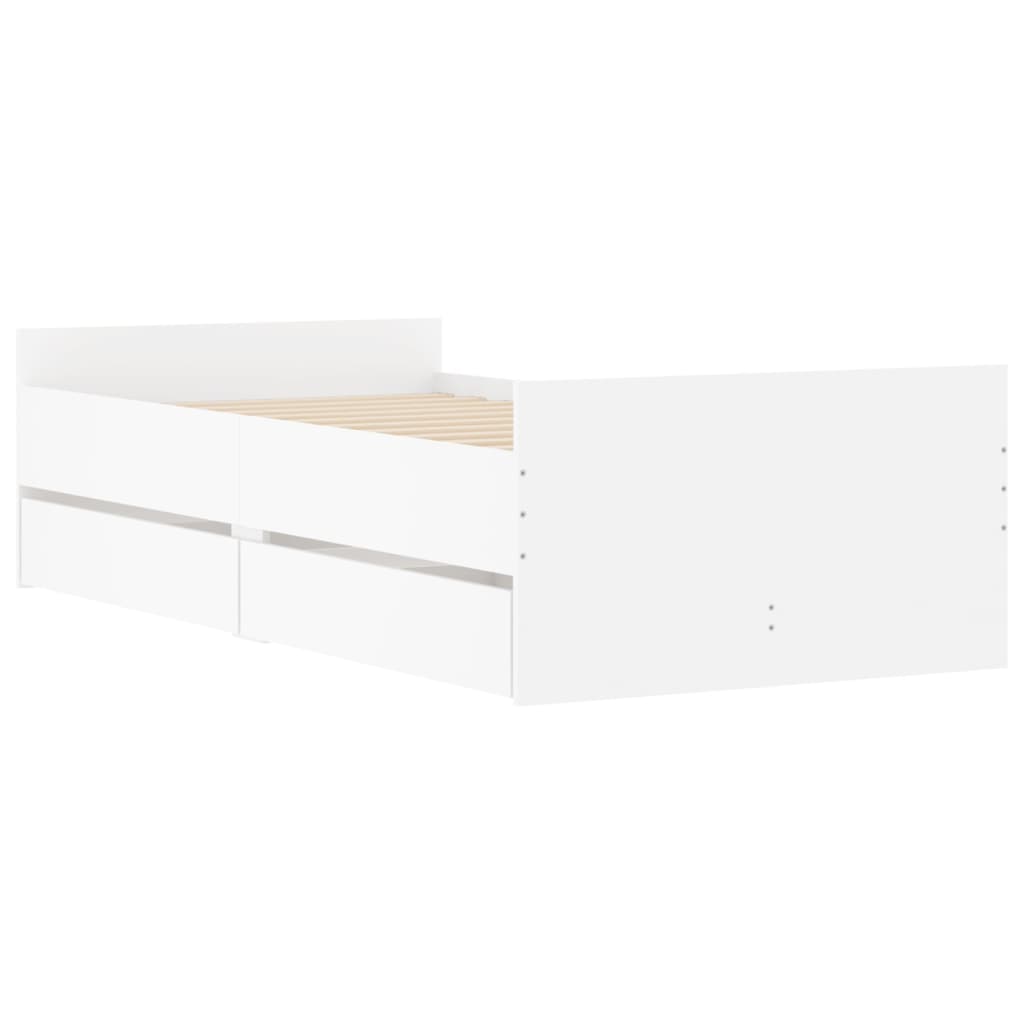 Cadre de lit avec tiroirs sans matelas blanc 100x200 cm - XIOS