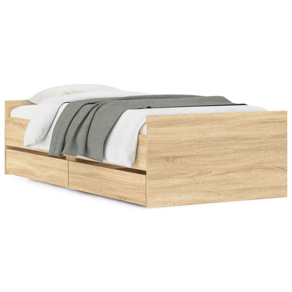 Cadre de lit avec tiroirs sans matelas chêne sonoma 100x200 cm - XIOS