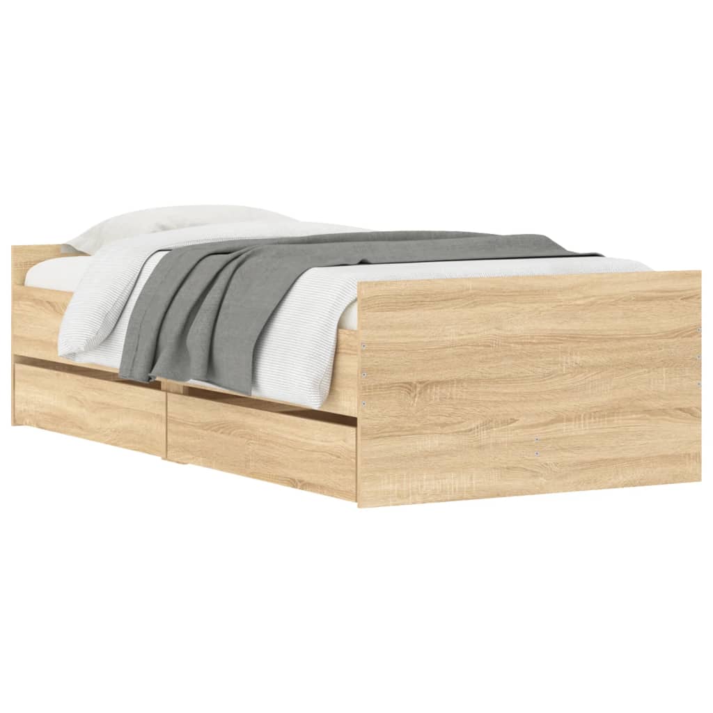 Cadre de lit avec tiroirs sans matelas chêne sonoma 100x200 cm - XIOS