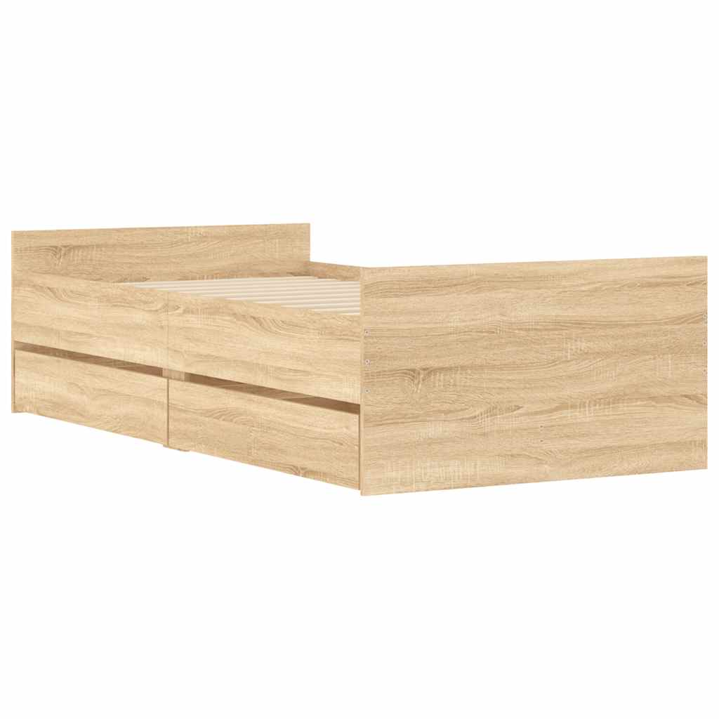 Cadre de lit avec tiroirs sans matelas chêne sonoma 100x200 cm - XIOS