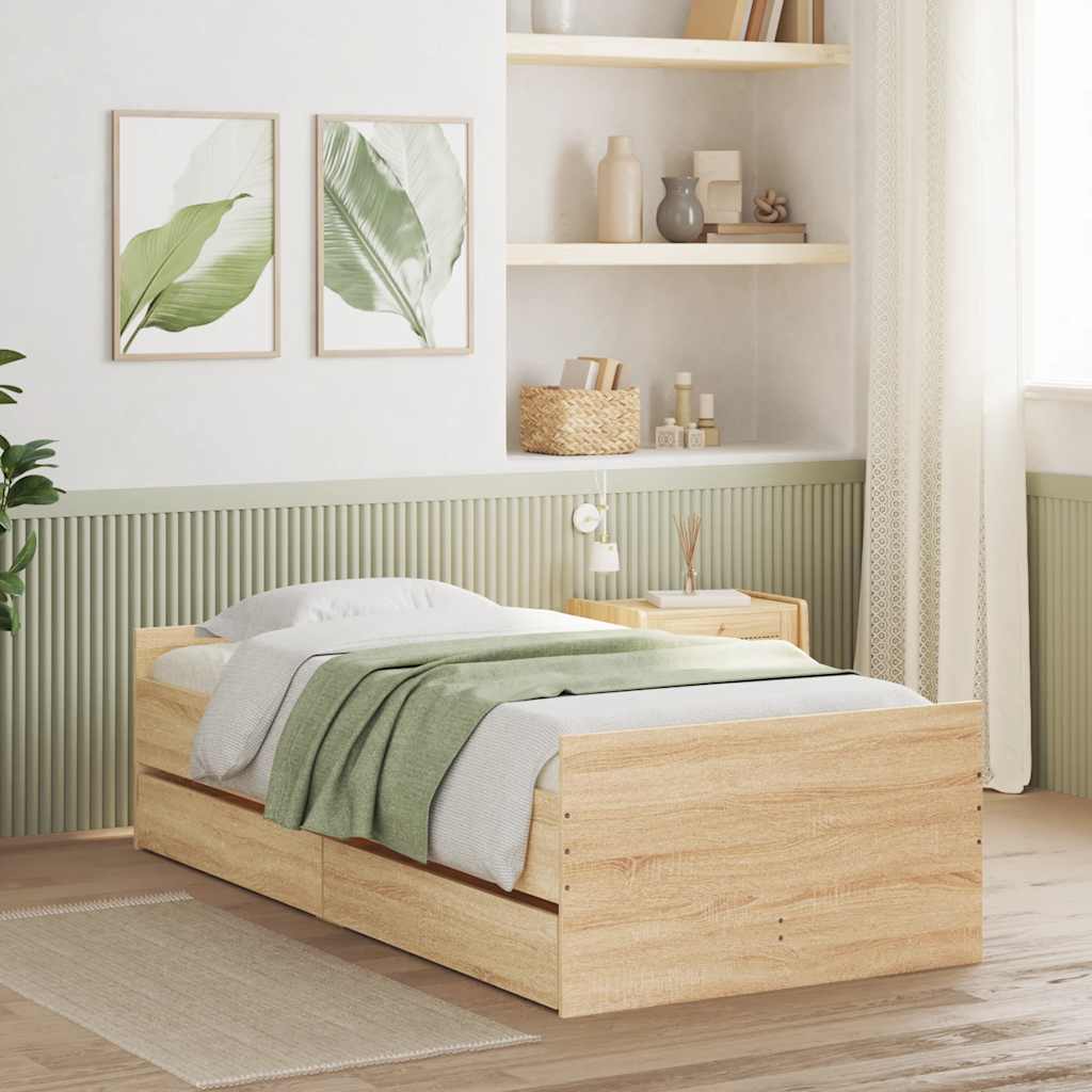 Cadre de lit avec tiroirs sans matelas chêne sonoma 100x200 cm - XIOS