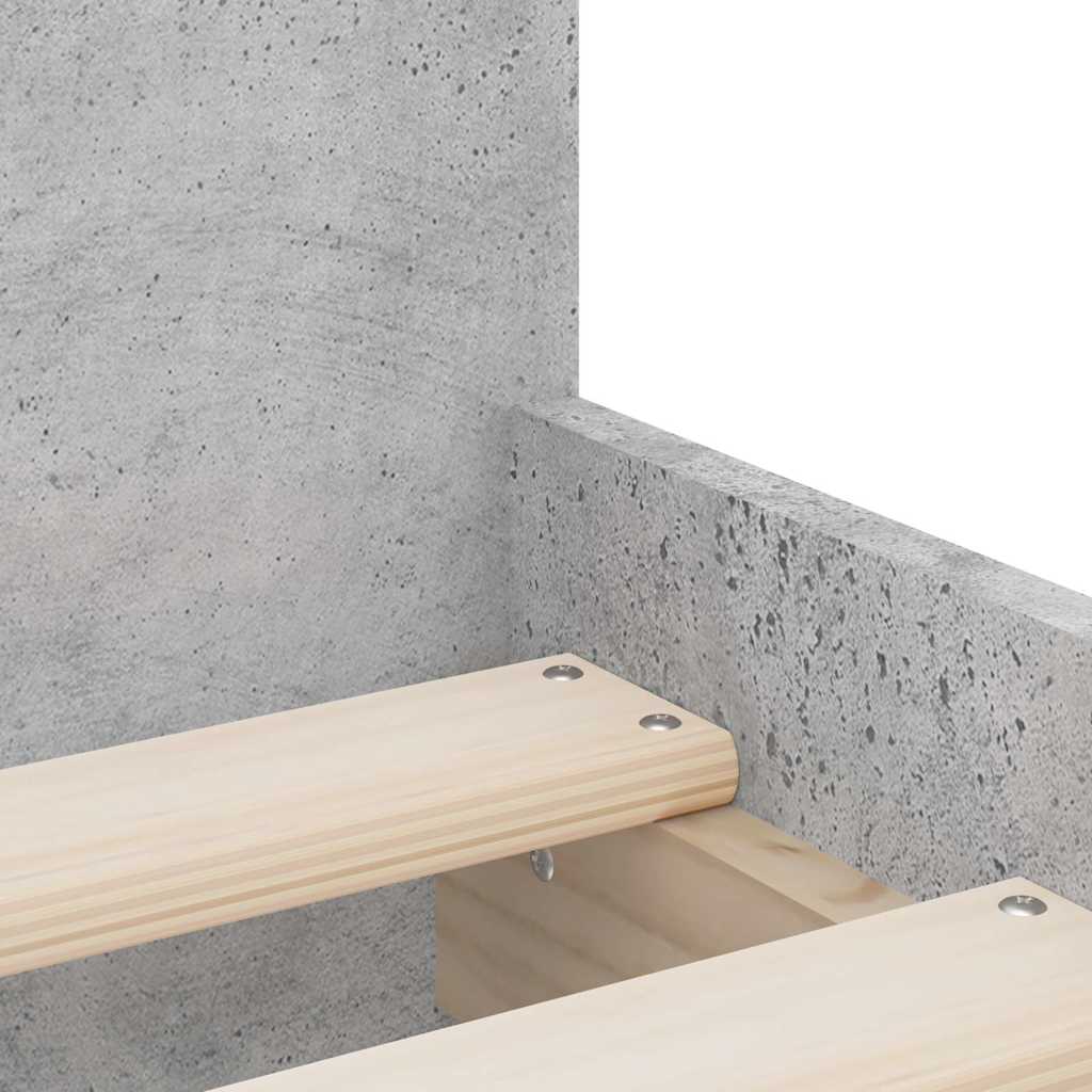 Cadre de lit avec tiroirs sans matelas gris béton 100x200 cm - XIOS