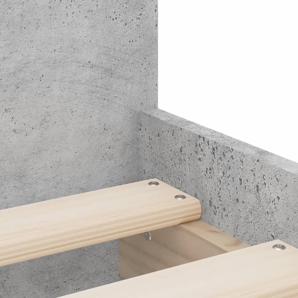 Cadre de lit avec tiroirs sans matelas gris béton 100x200 cm - XIOS