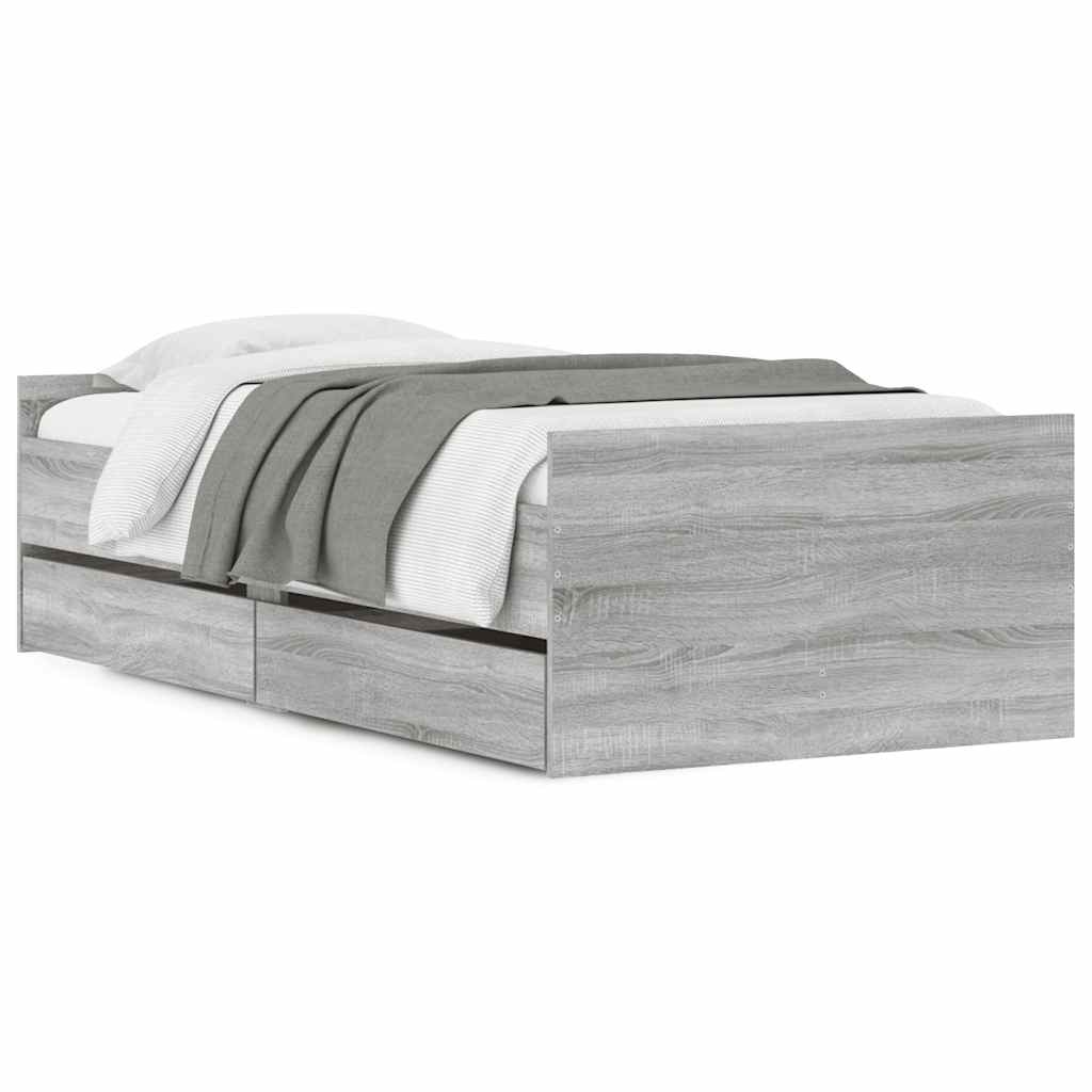 Cadre de lit avec tiroirs sans matelas sonoma gris 100x200 cm - XIOS