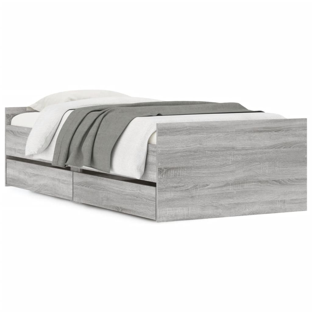 Cadre de lit avec tiroirs sans matelas sonoma gris 100x200 cm - XIOS