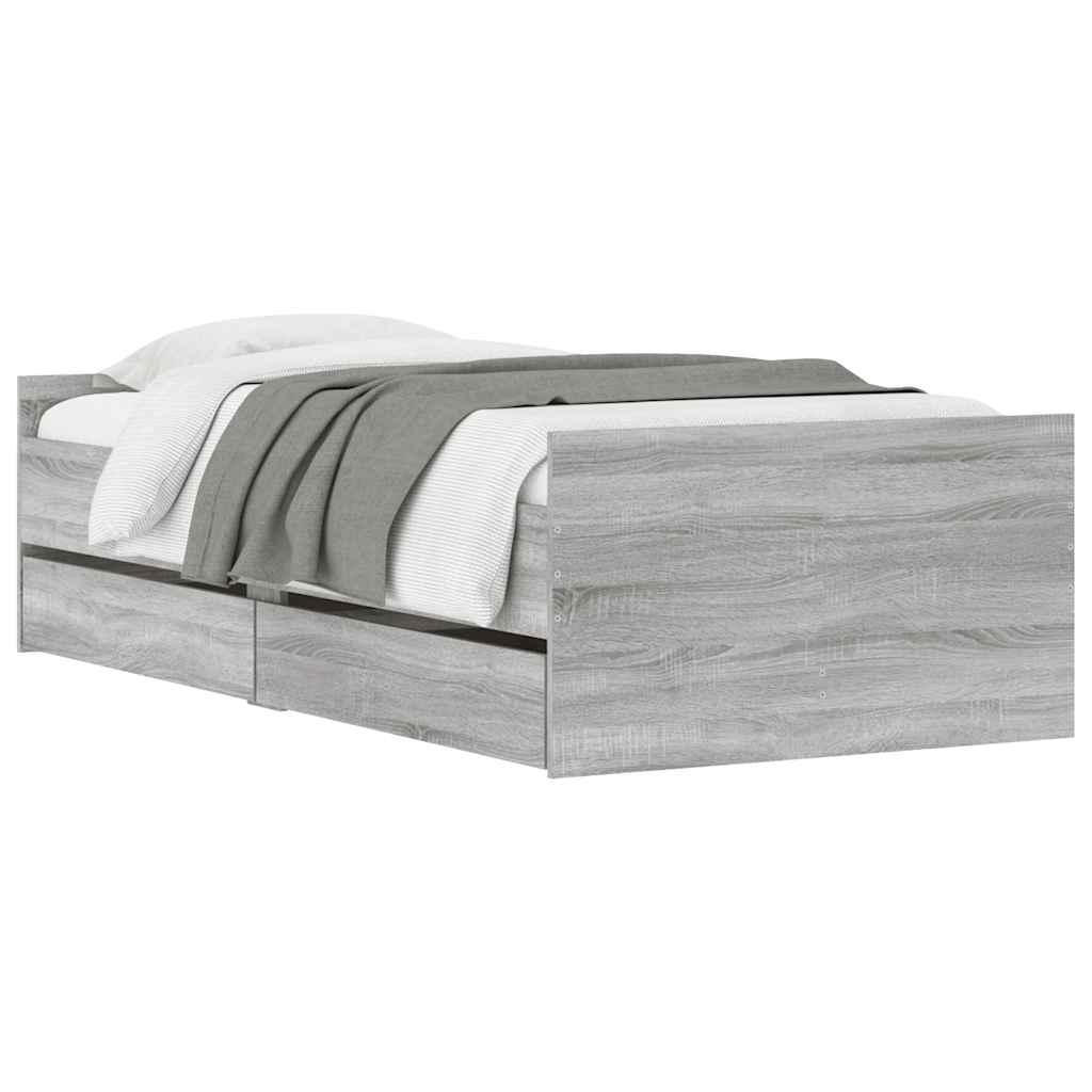 Cadre de lit avec tiroirs sans matelas sonoma gris 100x200 cm - XIOS