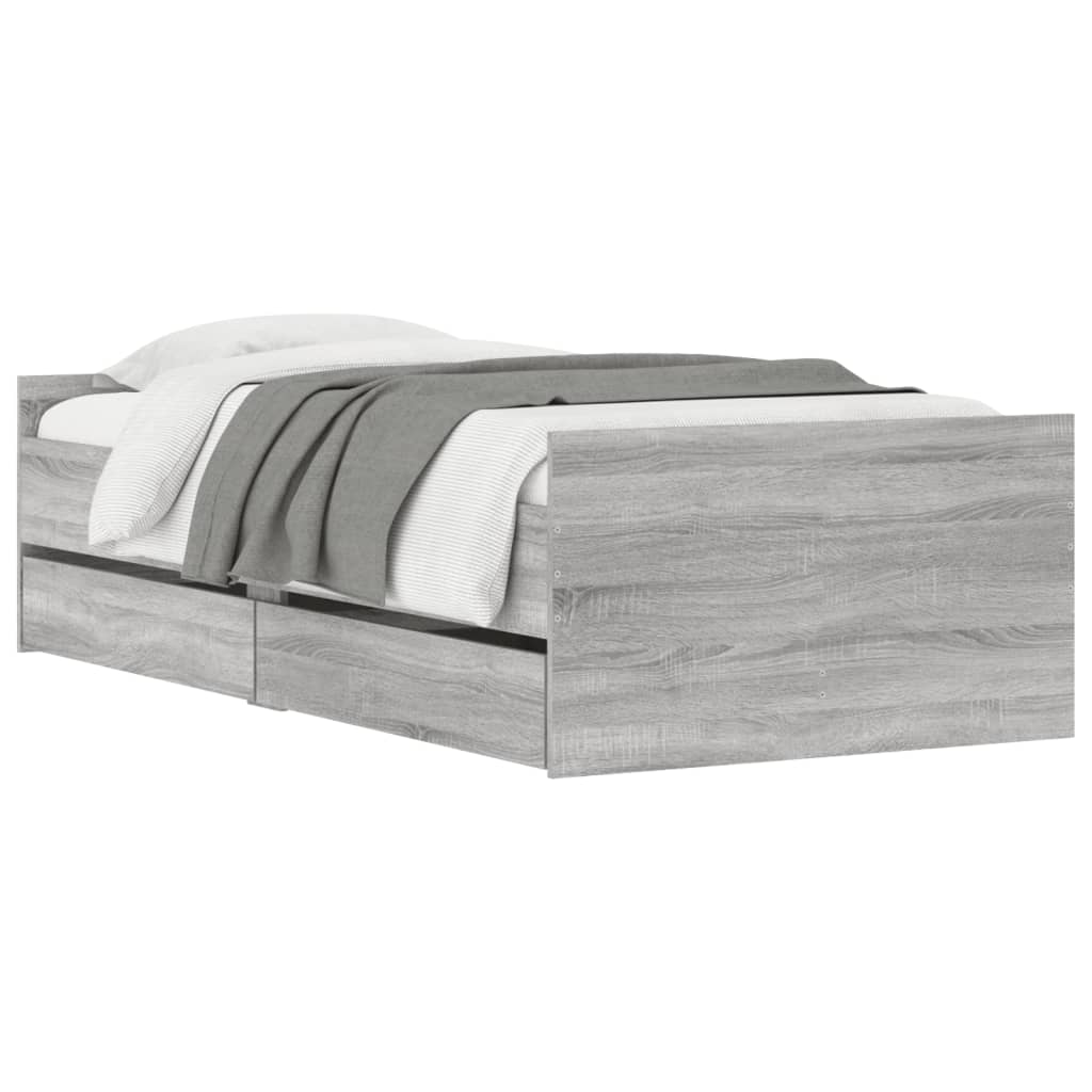 Cadre de lit avec tiroirs sans matelas sonoma gris 100x200 cm - XIOS