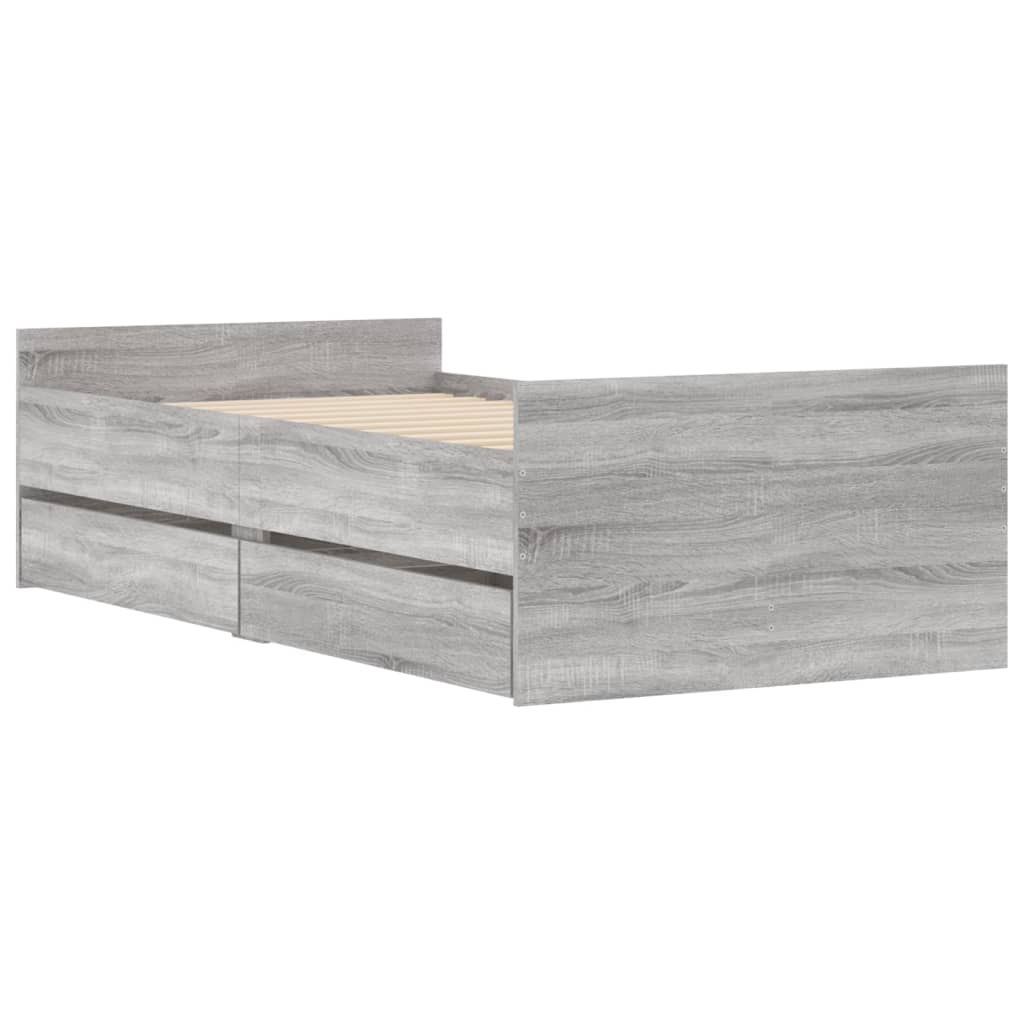 Cadre de lit avec tiroirs sans matelas sonoma gris 100x200 cm - XIOS