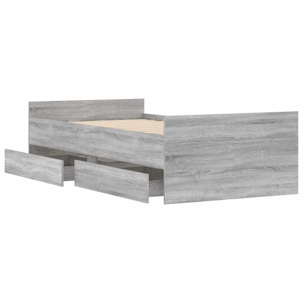 Cadre de lit avec tiroirs sans matelas sonoma gris 100x200 cm - XIOS