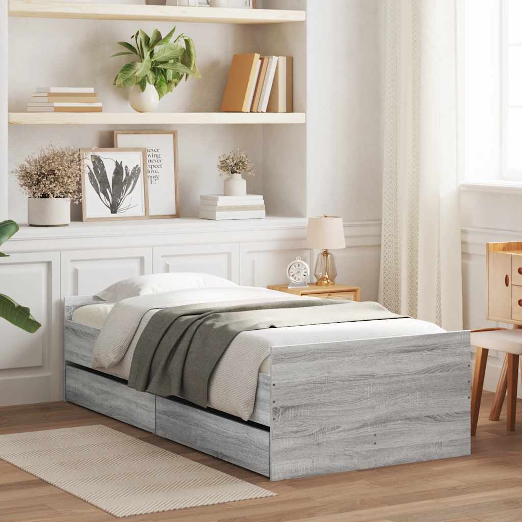 Cadre de lit avec tiroirs sans matelas sonoma gris 100x200 cm - XIOS