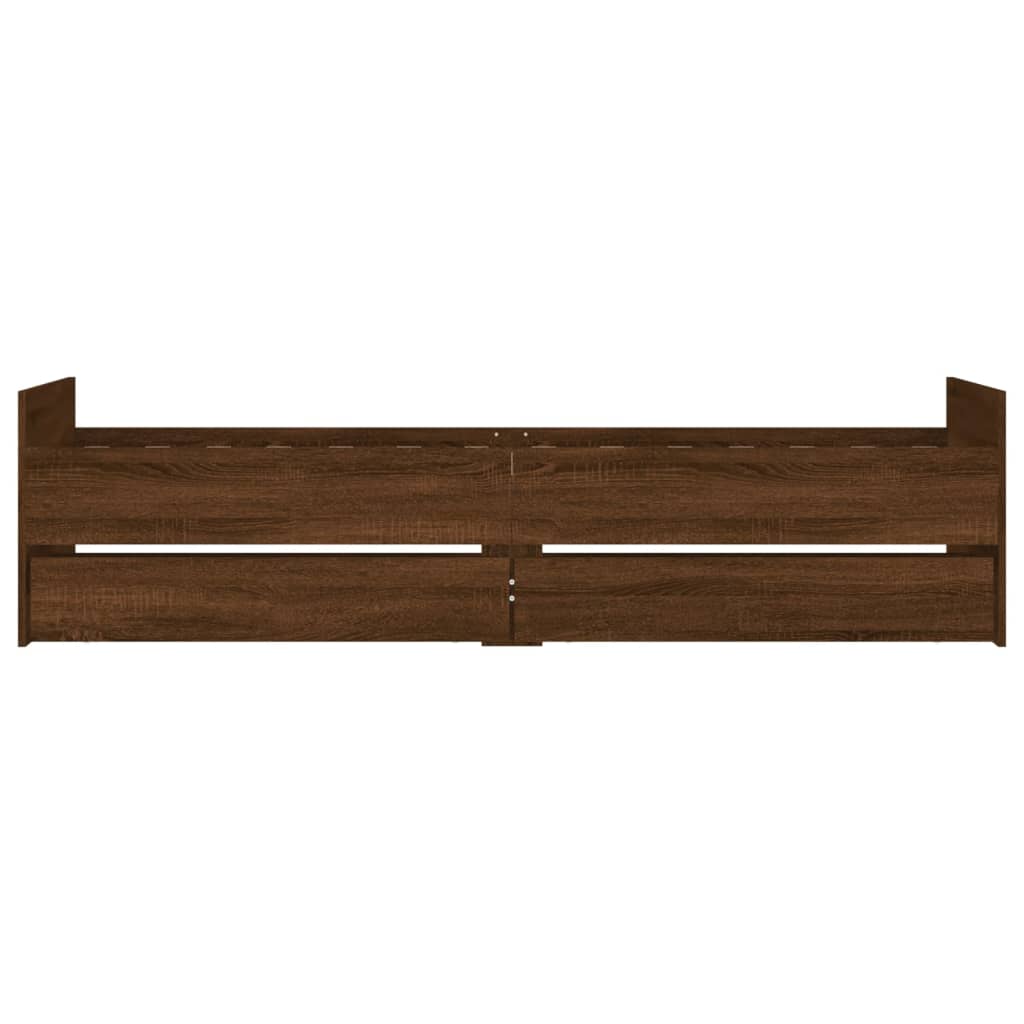 Cadre de lit avec tiroirs sans matelas chêne marron 100x200 cm - XIOS