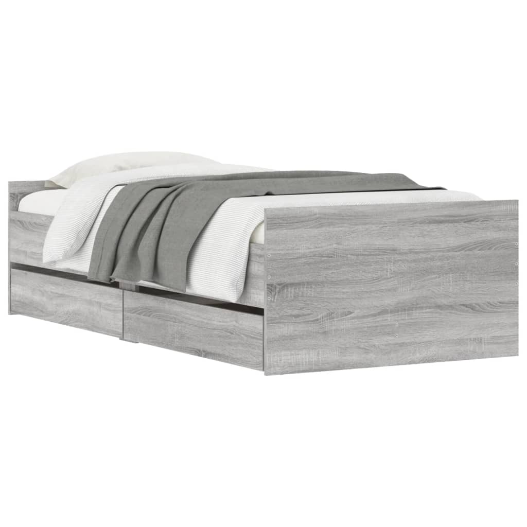 Cadre de lit avec tiroirs sans matelas sonoma gris 90x200 cm - XIOS