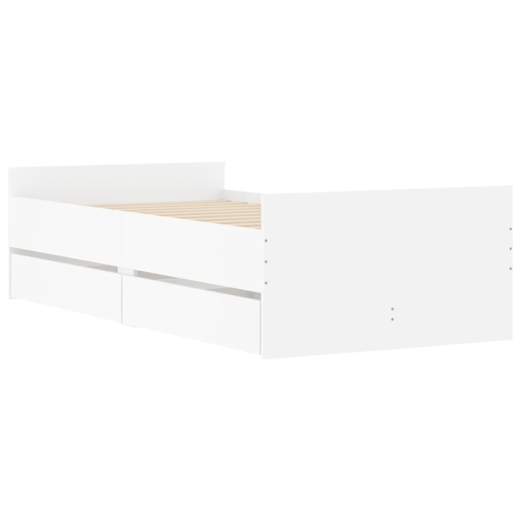 Cadre de lit avec tiroirs sans matelas blanc 90x190 cm - XIOS