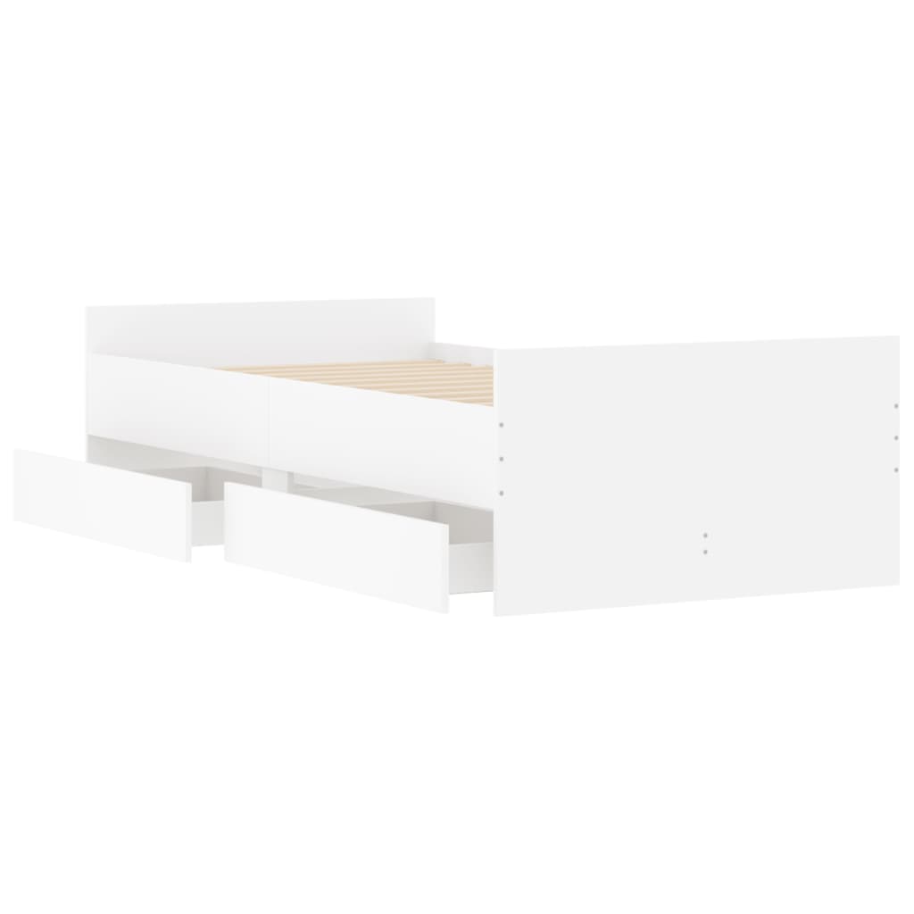 Cadre de lit avec tiroirs sans matelas blanc 90x190 cm - XIOS
