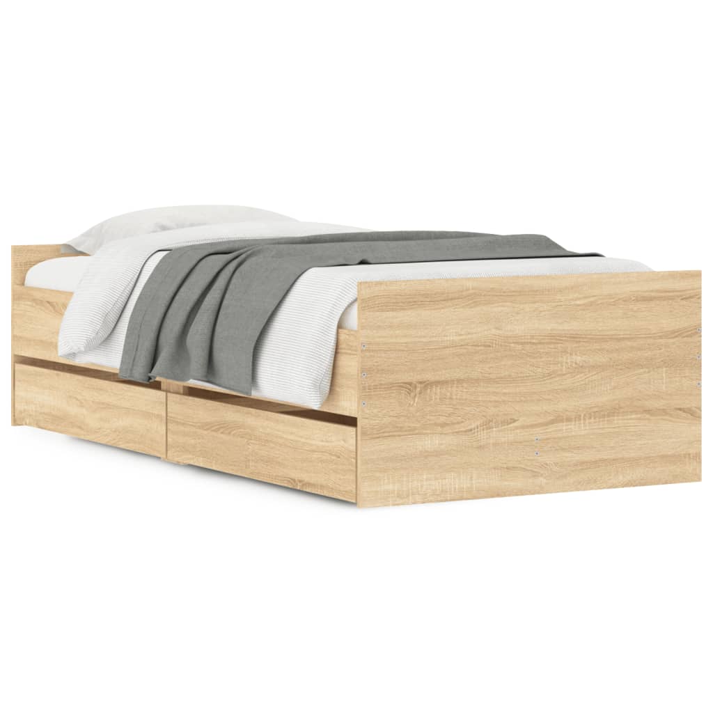 Cadre de lit avec tiroirs sans matelas chêne sonoma 90x190 cm - XIOS