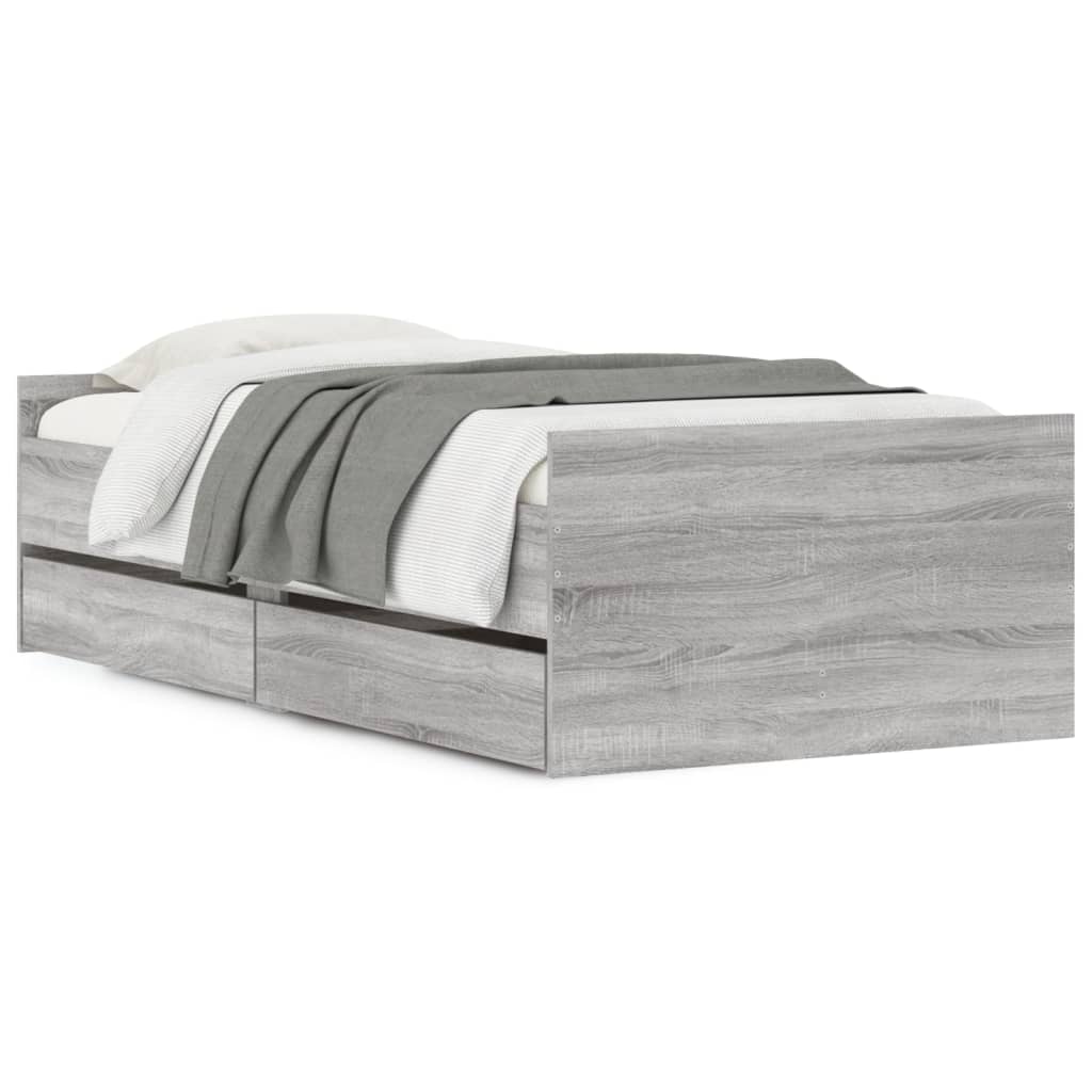 Cadre de lit avec tiroirs sans matelas sonoma gris 90x190 cm - XIOS