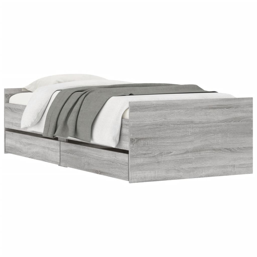 Cadre de lit avec tiroirs sans matelas sonoma gris 90x190 cm - XIOS