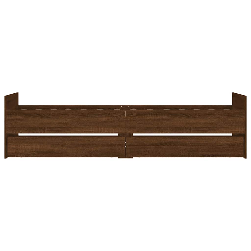 Cadre de lit avec tiroirs sans matelas chêne marron 90x190 cm - XIOS