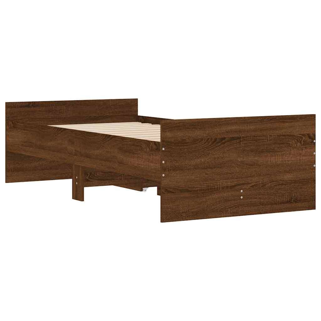 Cadre de lit avec tiroirs sans matelas chêne marron 90x190 cm - XIOS