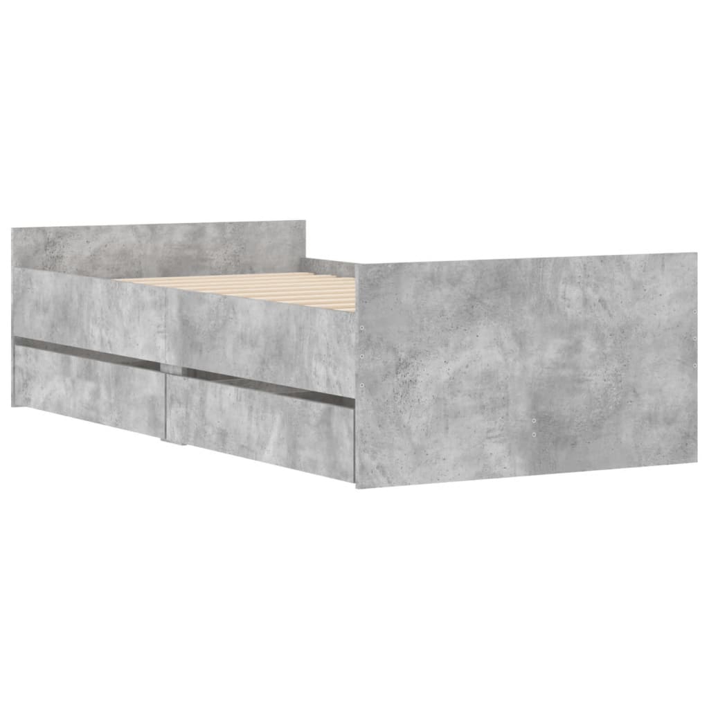 Cadre de lit sans matelas gris béton 75x190 cm - XIOS
