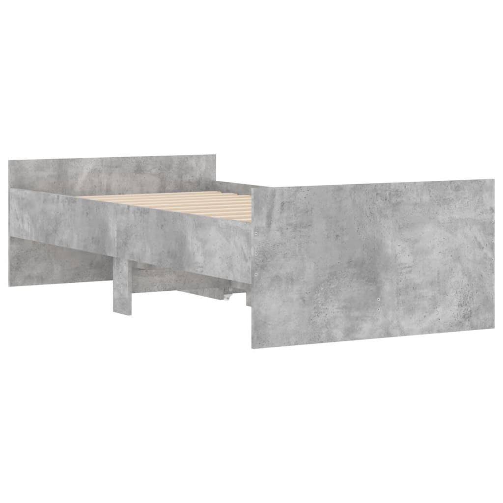 Cadre de lit sans matelas gris béton 75x190 cm - XIOS