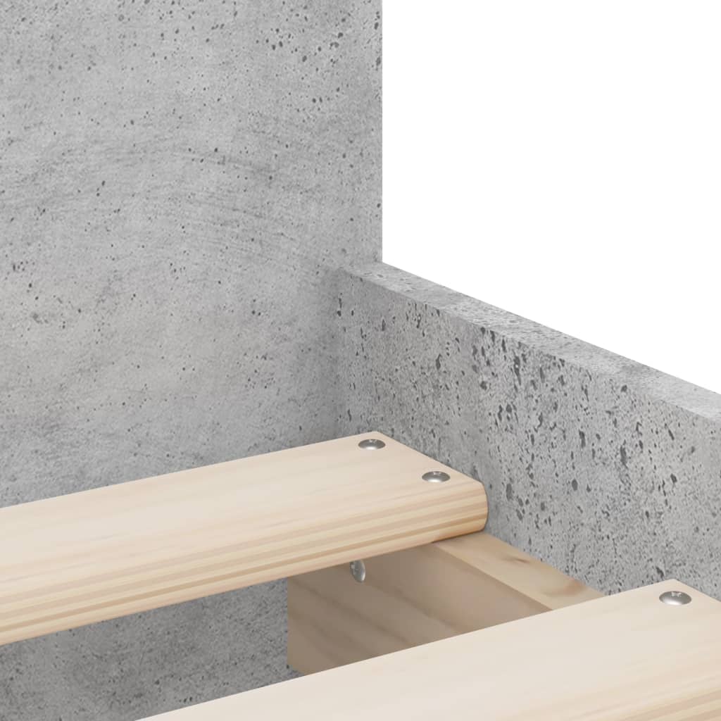 Cadre de lit sans matelas gris béton 75x190 cm - XIOS