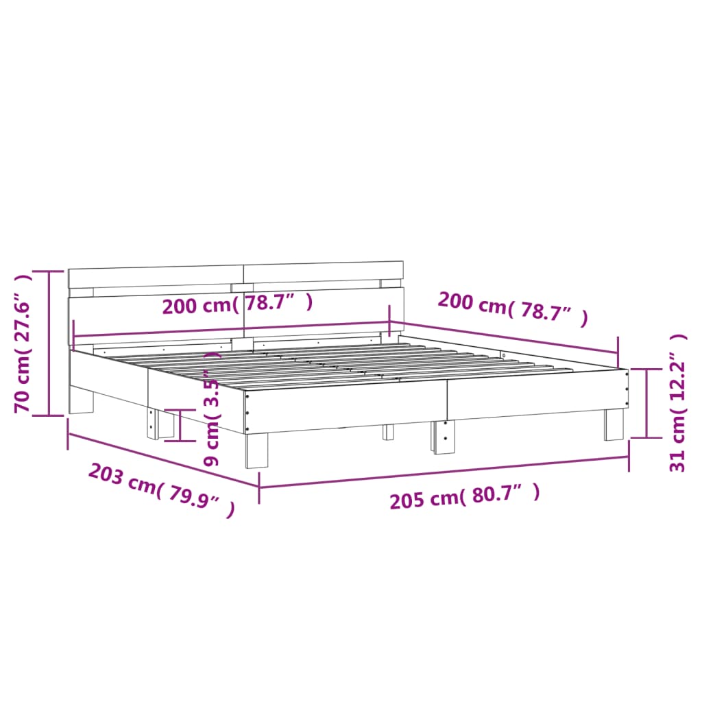 Cadre de lit sans matelas chêne sonoma 200x200 cm - XIOS