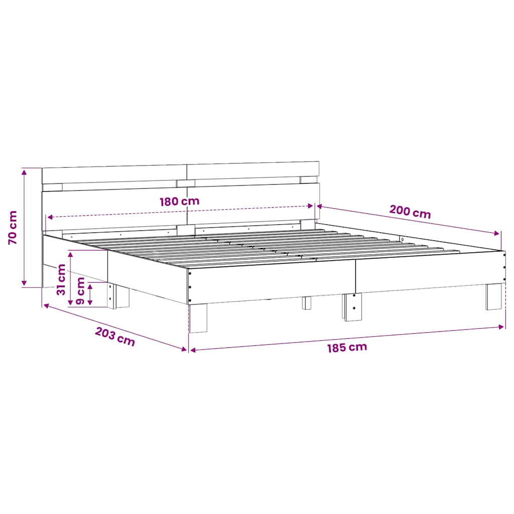 Cadre de lit sans matelas chêne sonoma 180x200 cm - XIOS