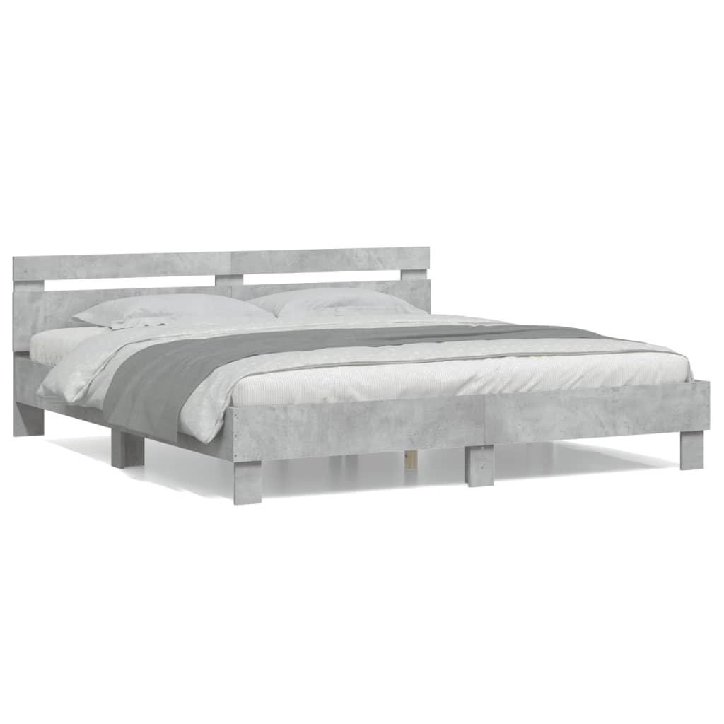Cadre de lit sans matelas gris béton 180x200 cm - XIOS