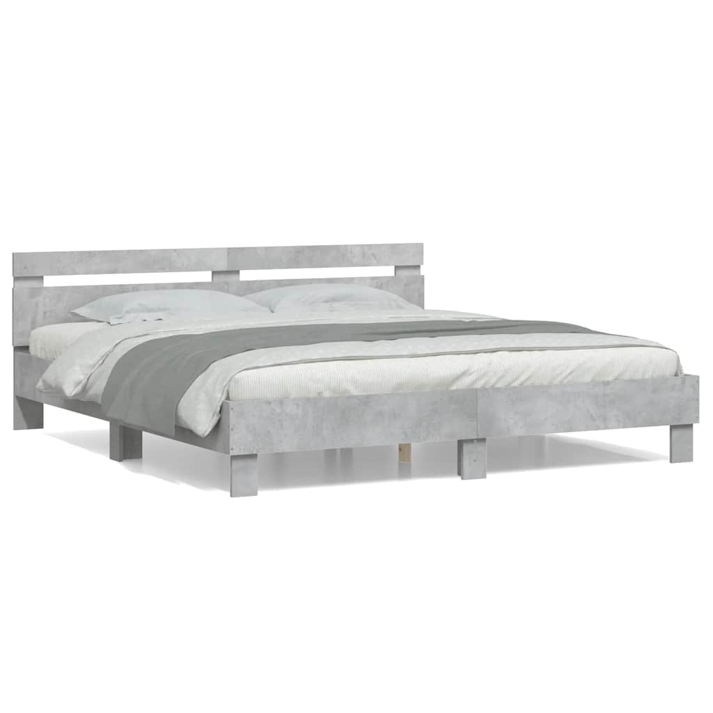 Cadre de lit sans matelas gris béton 180x200 cm - XIOS