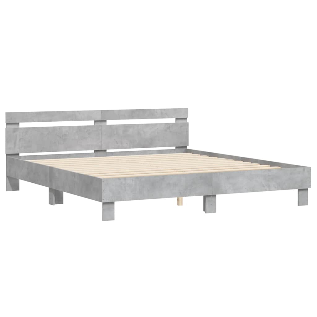 Cadre de lit sans matelas gris béton 180x200 cm - XIOS