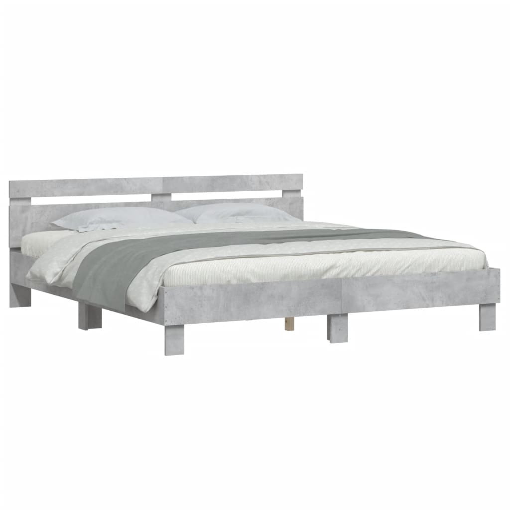 Cadre de lit sans matelas gris béton 180x200 cm - XIOS