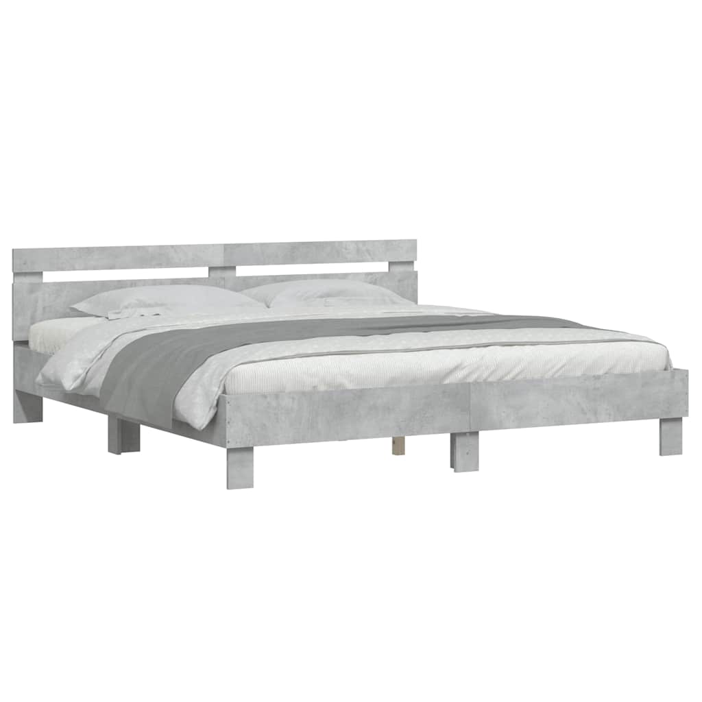 Cadre de lit sans matelas gris béton 180x200 cm - XIOS