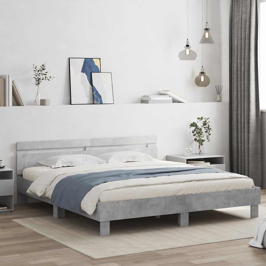 Cadre de lit sans matelas gris béton 180x200 cm - XIOS