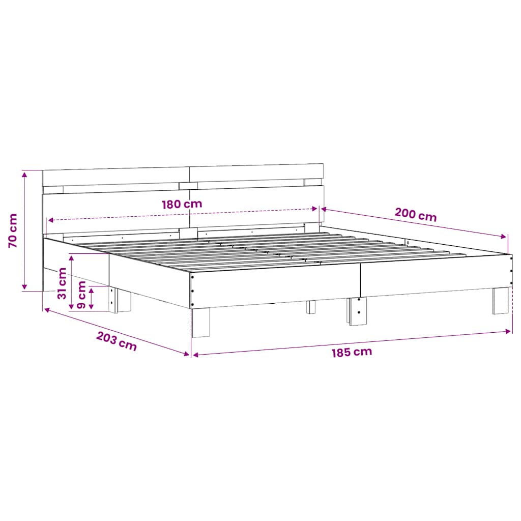 Cadre de lit sans matelas chêne fumé 180x200 cm - XIOS