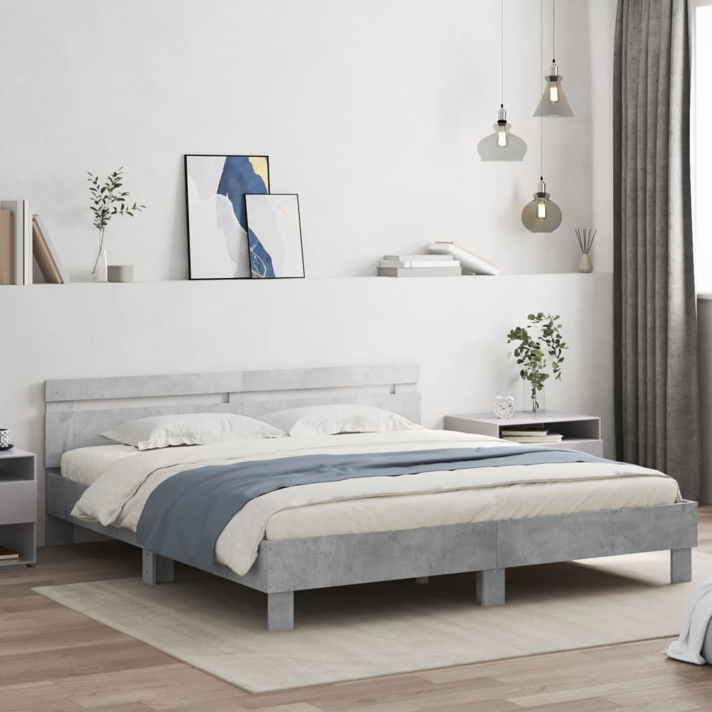Cadre de lit sans matelas gris béton 160x200 cm - XIOS