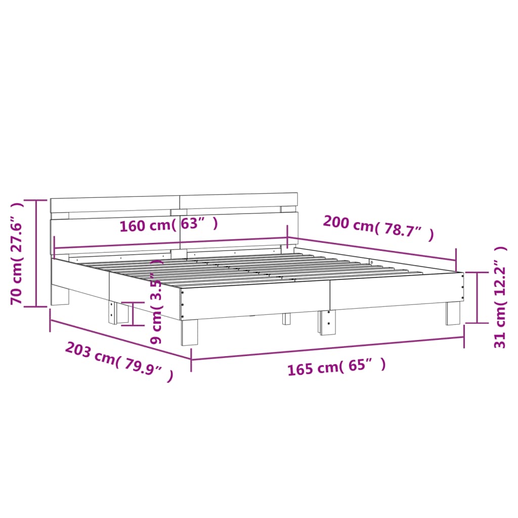 Cadre de lit sans matelas sonoma gris 160x200 cm - XIOS