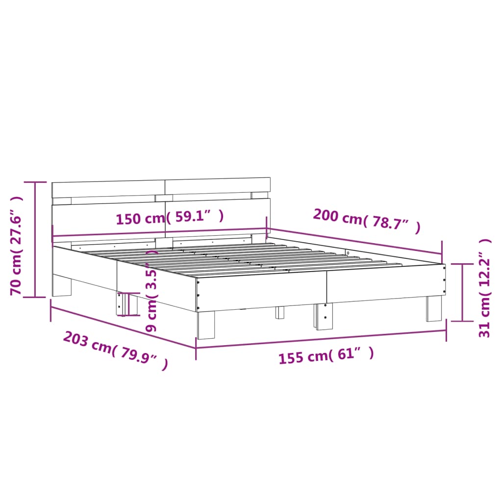 Cadre de lit sans matelas chêne sonoma 150x200 cm - XIOS