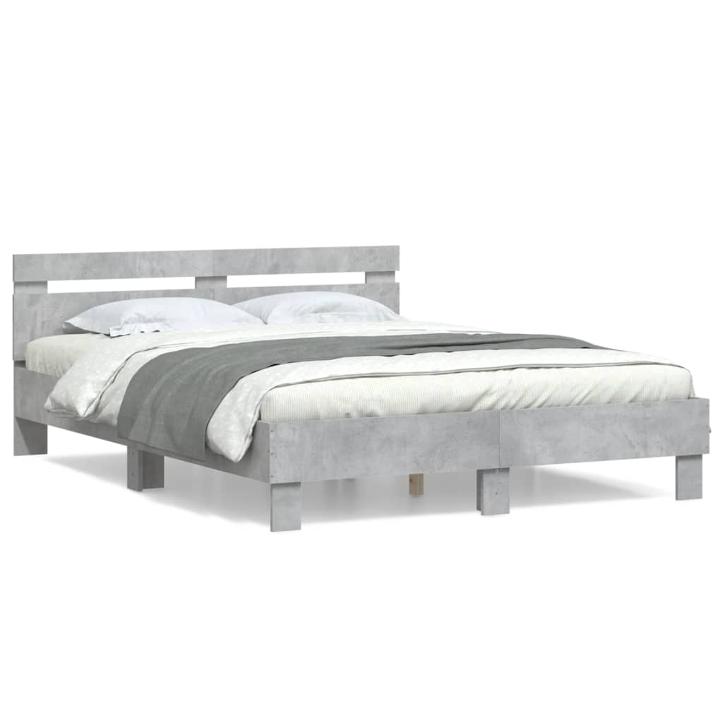 Cadre de lit sans matelas gris béton 150x200 cm - XIOS