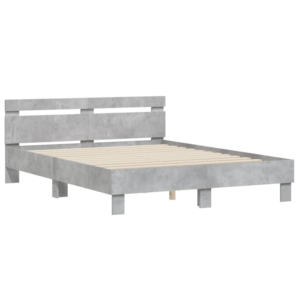 Cadre de lit sans matelas gris béton 150x200 cm - XIOS