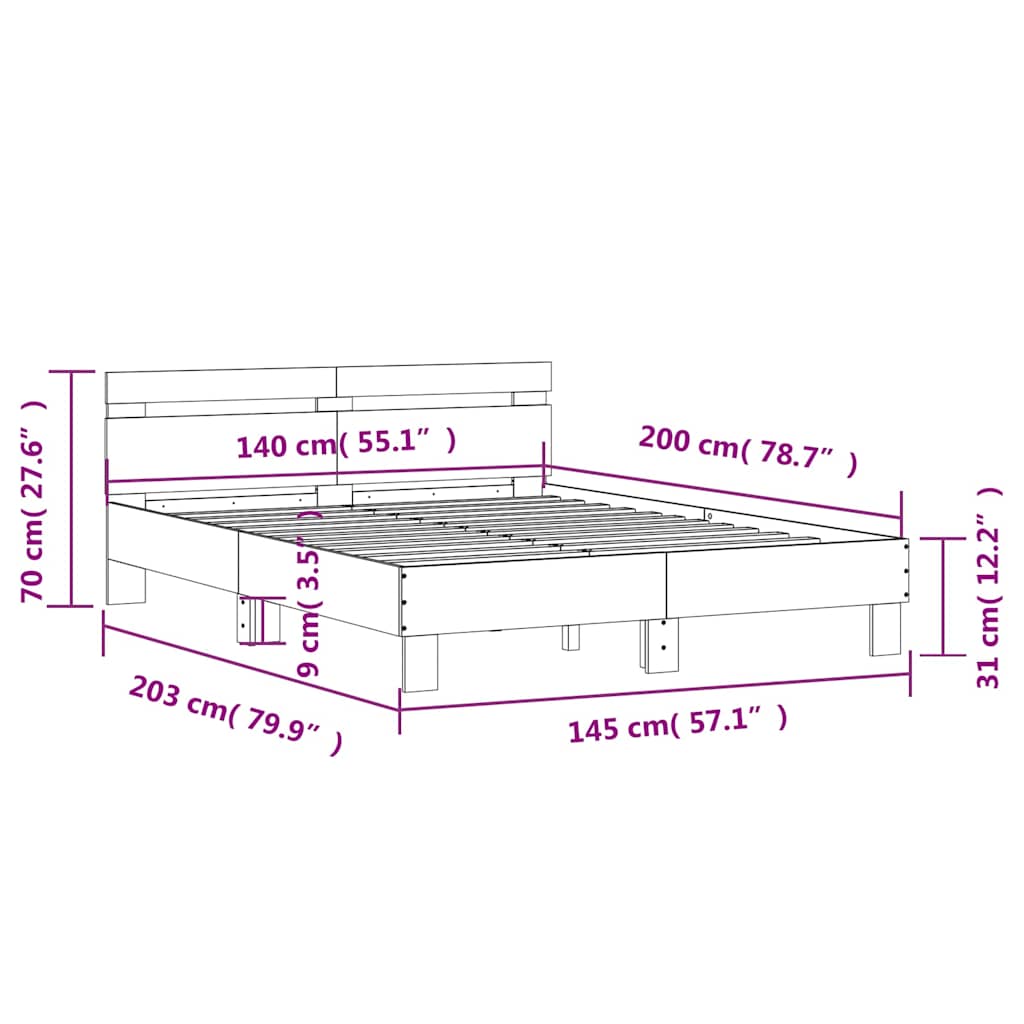 Cadre de lit sans matelas noir 140x200 cm - XIOS