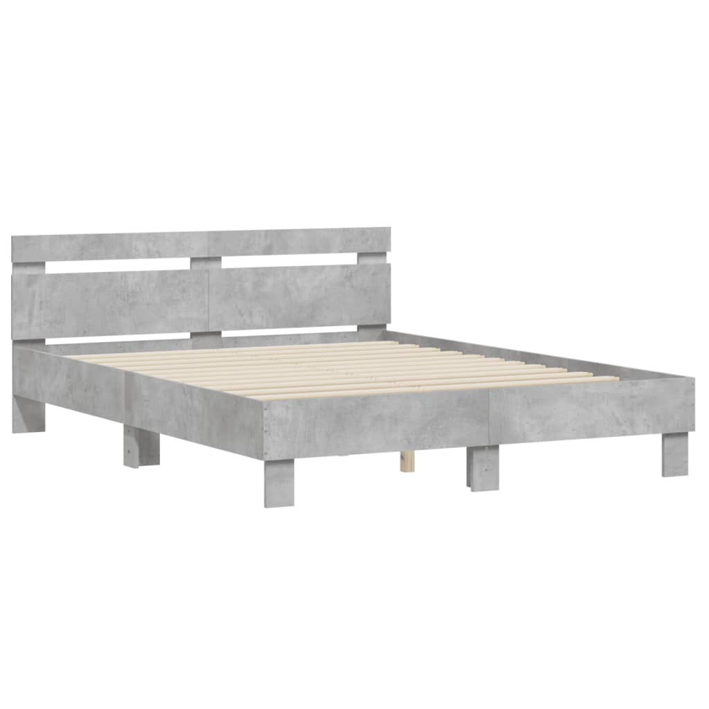 Cadre de lit sans matelas gris béton 140x200 cm - XIOS