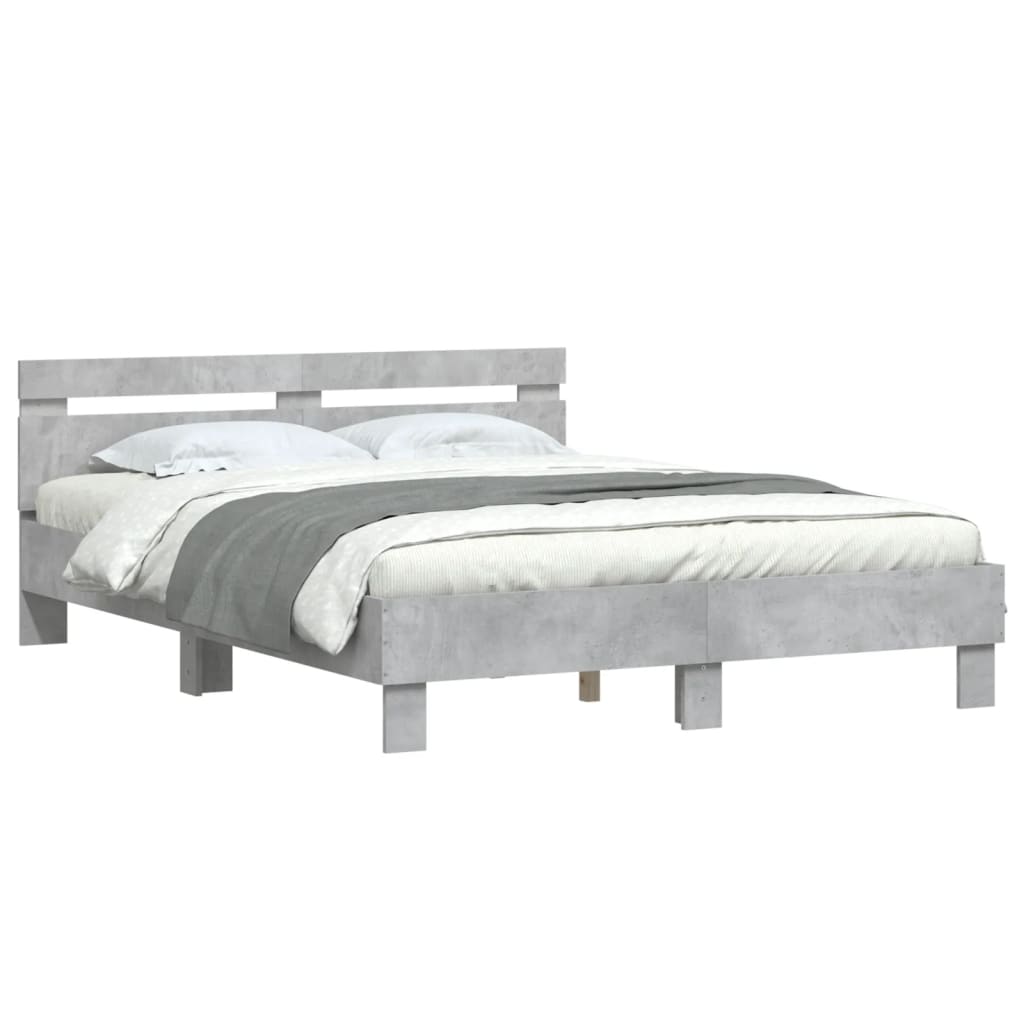 Cadre de lit sans matelas gris béton 140x200 cm - XIOS