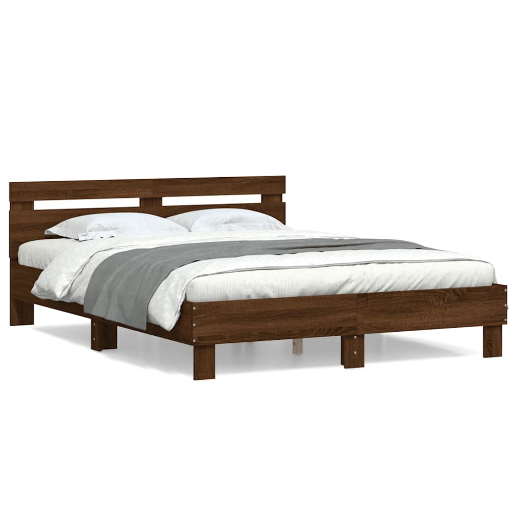 Cadre de lit sans matelas chêne marron 140x200 cm