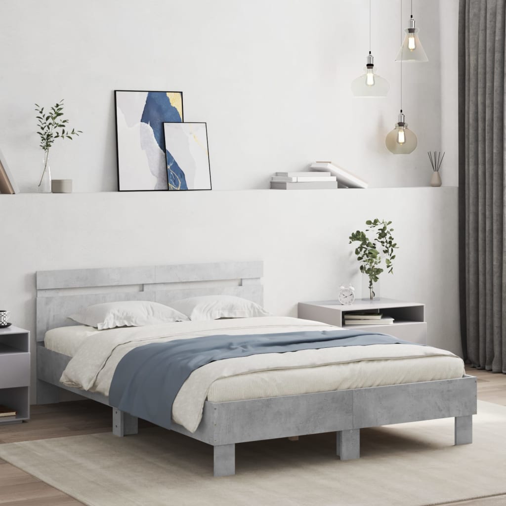Cadre de lit sans matelas gris béton 120x200 cm - XIOS