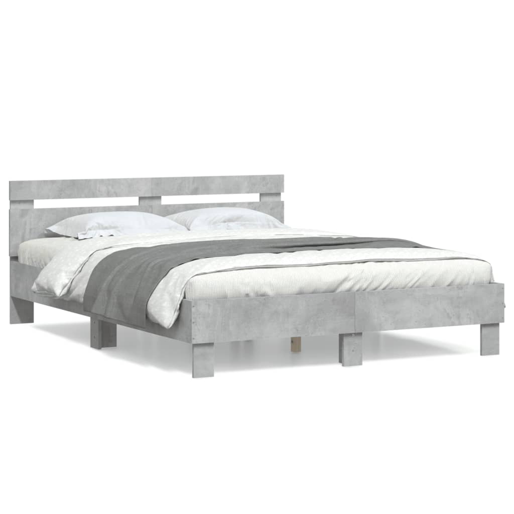Cadre de lit sans matelas gris béton 140x190 cm - XIOS