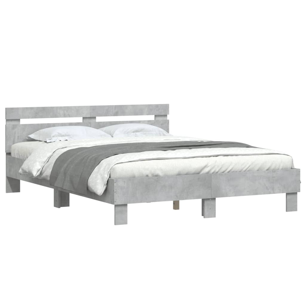 Cadre de lit sans matelas gris béton 140x190 cm - XIOS